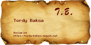 Tordy Baksa névjegykártya